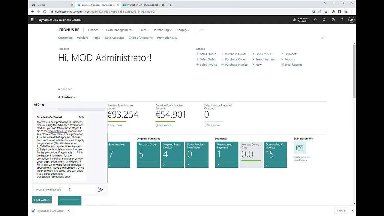 AI support chatbot for Dynamics 365 Business Central
