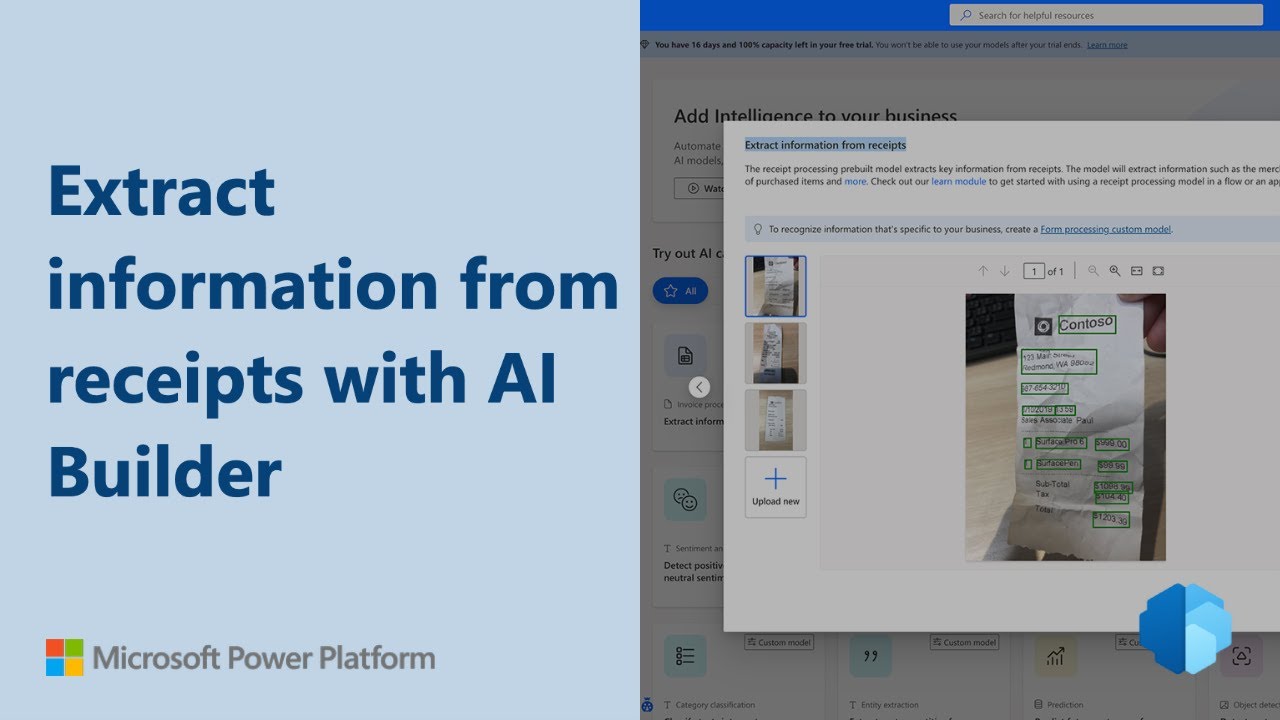 AI Builder: Receipt scanning