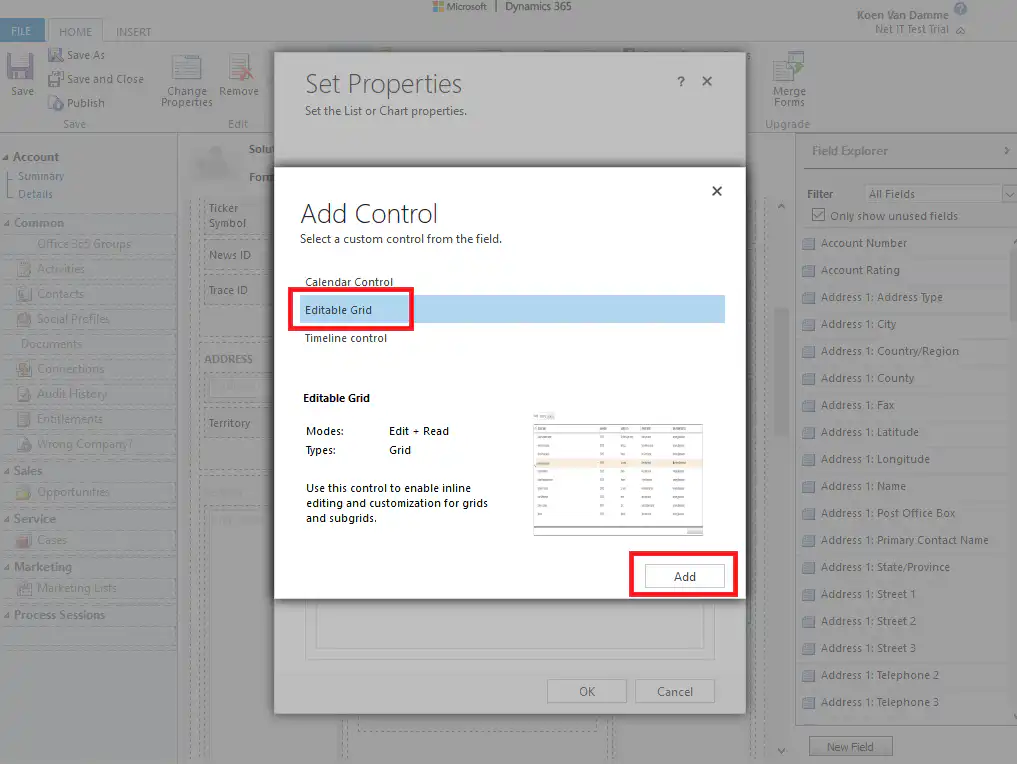 Microsoft Dynamics 365: Editable Grid inschakelen voor een subweergave -stap 7