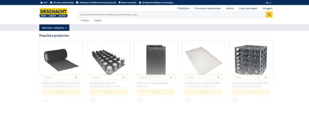 Alistar webshop van Deschacht Buildmat