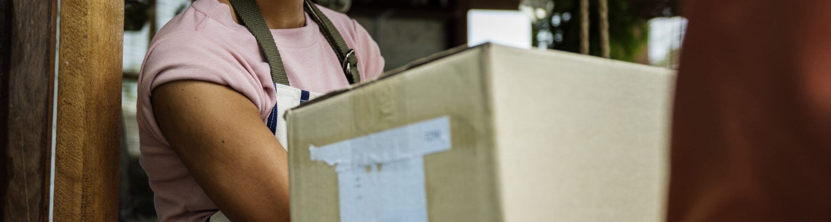 Man Deliver Mail Box to Woman in front of Stop