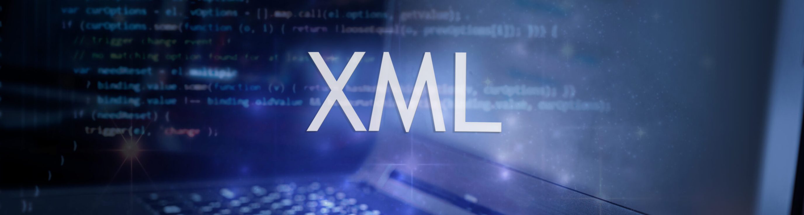 Xml,Inscription,Against,Laptop,And,Code,Background.,Technology,Concept.